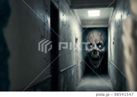 Ghostly apparition in corridor AI generative	 98541547
