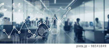オフィスと統計データ　バナー・広告向け横長ビジュアル 98541649