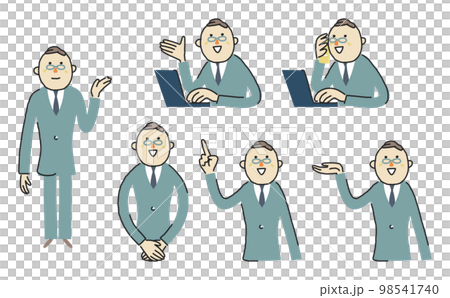 Business person with various facial expressions to solve your worries Expression collection set Illustration material 98541740