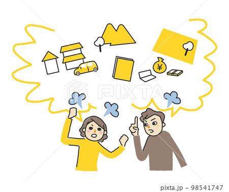 相続について言い争うきょうだい　イラスト素材 98541747