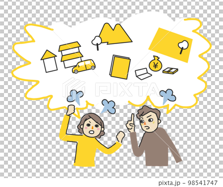 相続について言い争うきょうだい　イラスト素材 98541747