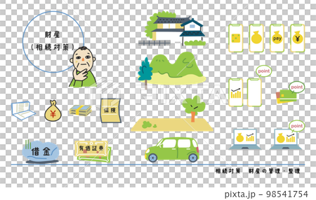 A man who thinks about inheriting assets set illustration material 98541754