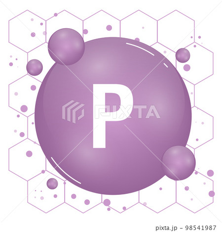 Phosphorus, P minerals for health. Mineral vitamin complex. Medical and dietary supplement health care concept. Vector illustration 98541987