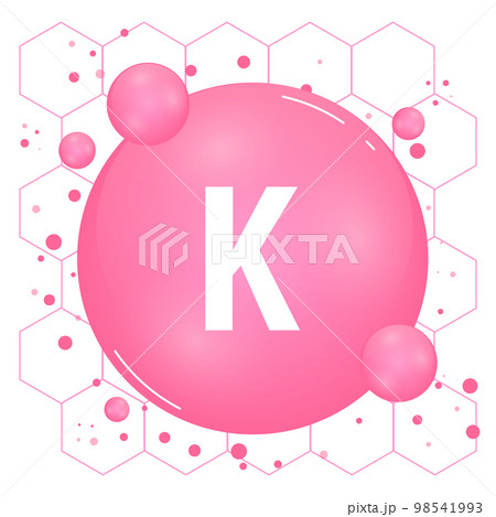 Kalium, Potassium minerals or vitamin K for health. Mineral vitamin complex. Medical and dietary supplement health care concept. Vector illustration 98541993