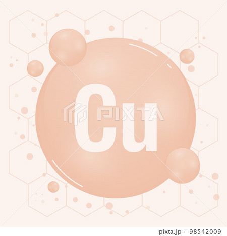 Copper, Cu minerals for health. Mineral vitamin complex. Medical and dietary supplement health care concept. Vector illustration Copper, Cu minerals for health. Mineral vitamin complex. Medical and dietary supplement health care concept. Vector illustration 98542009