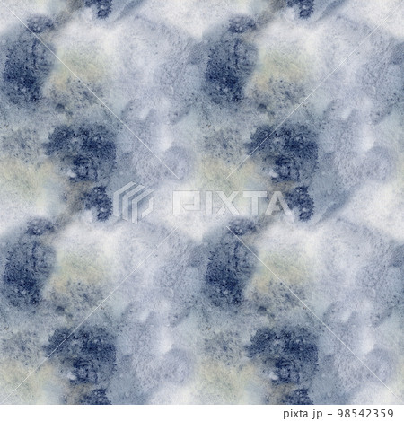 Watercolor blue winter abstract pattern. Hand painted blue, navi and yellow spots.  Holiday background for design, print, fabric 98542359