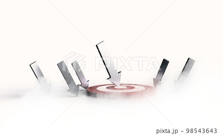 Silver arrow hit in the target. Business concept. 3D Illustration. Silver arrow hit in the target. Business concept. 3D Illustration. 98543643
