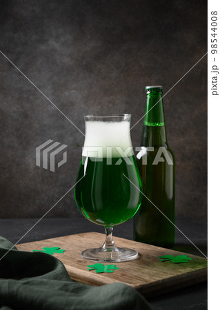 Patrick's day traditional green beer and bottle. Patrick's day traditional green beer and bottle. 98544008