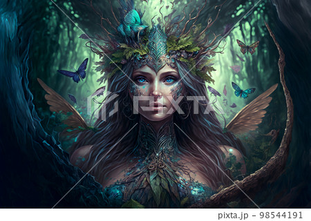 Elf fairy queen AI generative	 98544191