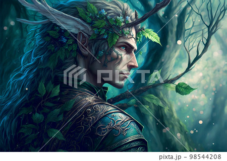 Elf fantasy warrior AI generative	 98544208