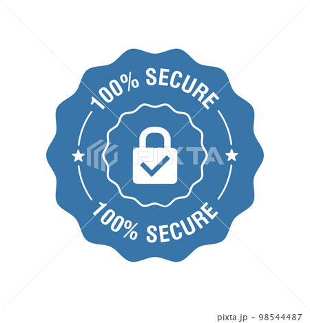100 percent secure protection vector label. Badge or button for commerce website. Vector illustration 100 percent secure protection vector label. Badge or button for commerce website. Vector illustration 98544487