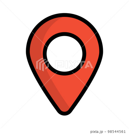 フラットデザインのマップピンアイコン。地図の位置情報やGPSサイン。ベクター。 98544561