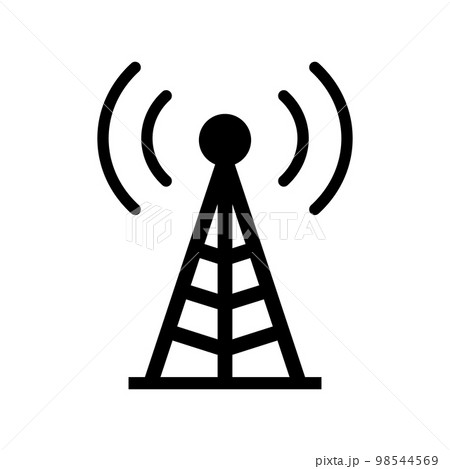 携帯電波の基地局。電波塔。通信塔。ベクター。 98544569