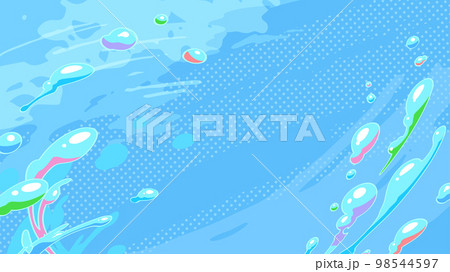 アニメ風_水のエフェクトの背景_カラフルな水色_16:9 アニメ風_水のエフェクトの背景_カラフルな水色_16:9 98544597