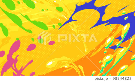 アニメ風_水のエフェクトの背景_カラフルな黄色_16:9 98544822