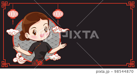 Pretty Chinese girl in mandarin gown with Chinese new year festival 086 Pretty Chinese girl in mandarin gown with Chinese new year festival 086 98544870