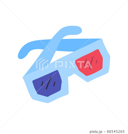 Cartoon Color 3d Movie Glasses Cinema Concept Flat Design Style Isolated on a White Background. Vector illustration Cartoon Color 3d Movie Glasses Cinema Concept Flat Design Style Isolated on a White Background. Vector illustration 98545265