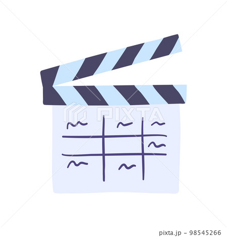 Cartoon Color Cinema Clapper or Clapperboard Concept Flat Design Style Isolated on a White Background. Vector illustration 98545266