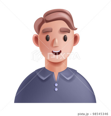 3D man icon, male person avatar, character face, cartoon business, positive vector cheerful boy. 3D man icon, male person avatar, character face, cartoon business, positive vector cheerful boy. 98545346