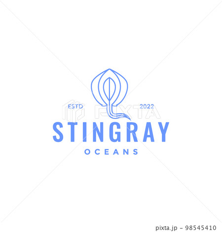 blue spoted ribbontail ray lines minimal logo design icon illustration template 98545410