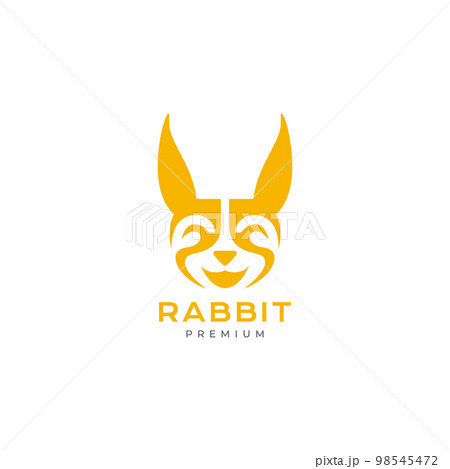 face pets long ears rabbit hare smile happy flat logo design vector icon illustration template 98545472