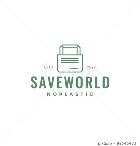 shopping bag cloth not plastic save the world line minimal logo design vector icon illustration template 98545473