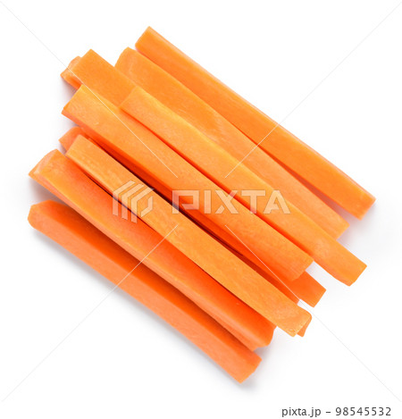 top view of pile vegetables roots carrot stripes 98545532