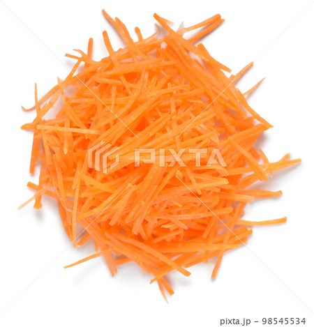 top view of carrots vegetables julienned for salad 98545534