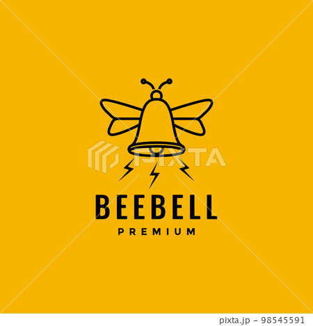 bell honey bee wings notification logo design vector icon illustration template 98545591
