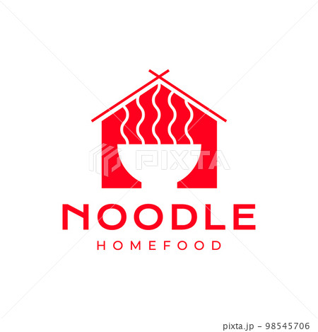 warm noodle bowl home house restaurant taste logo design vector icon illustration template 98545706