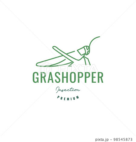 grasshopper ready to jump grass plant animal insect line logo design vector icon illustration template grasshopper ready to jump grass plant animal insect line logo design vector icon illustration template 98545873