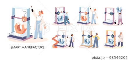 Manufacturing process at automated production industry. Scientist creates robot. Smart industry 98546202