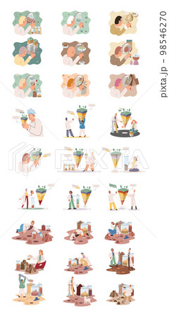 Soil analysis and earth pollution or structure control. Scientist measuring ground levels status metaphor Soil analysis and earth pollution or structure control. Scientist measuring ground levels status metaphor 98546270