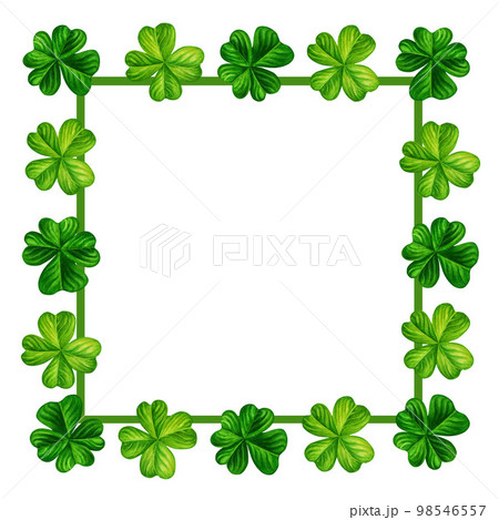 Watercolor hand drawn four leaf clover square frame for St. Patrick's Day for good luck. Element isolated on white background Watercolor hand drawn four leaf clover square frame for St. Patrick's Day for good luck. Element isolated on white background 98546557