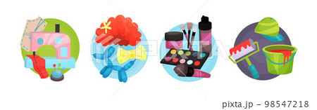 Symbols of Different Occupations Arranged in Circle Vector Set Symbols of Different Occupations Arranged in Circle Vector Set 98547218