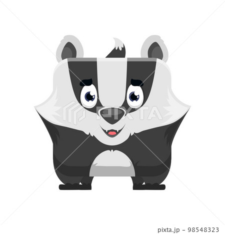 Skunk emoji, kawaii animal or square face emoticon, vector cartoon character icon. Funny cute skunk kawaii emoji, zoo happy pet with smile, kid baby comic manga sticker or avatar square face 98548323
