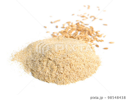 Oats miller's bran with grains isolated on white background 98548438