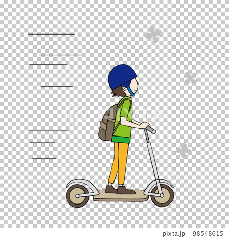 A man riding an electric kickboard 98548615