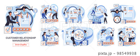CRM metaphor. Customer Relationship Management. Application software for service organization 98549938