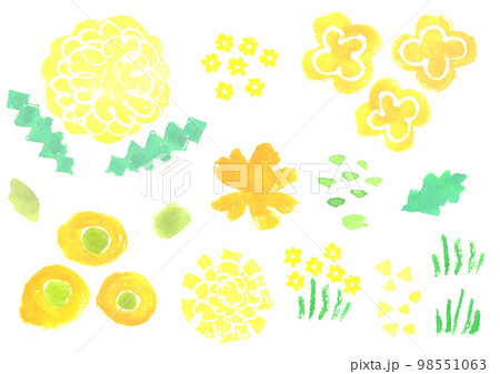水彩で描いた北欧風の花のイラストセット 98551063