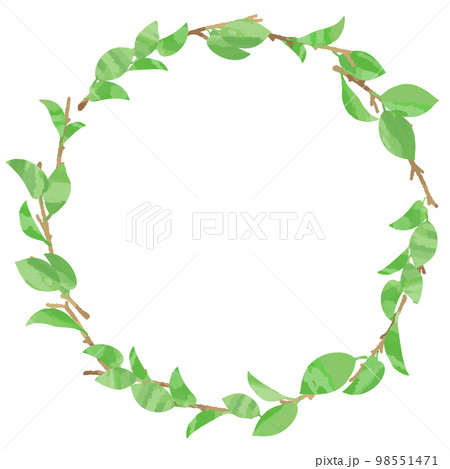 枝付き新芽のリースフレームイラスト素材 98551471