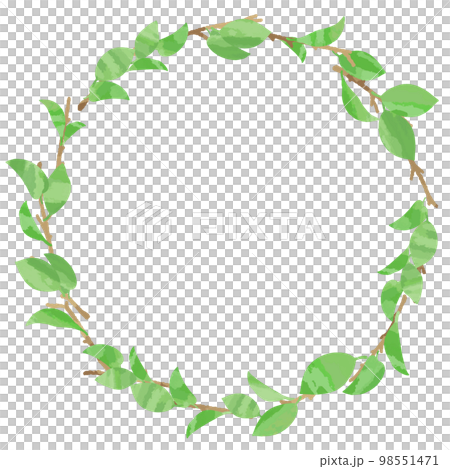 枝付き新芽のリースフレームイラスト素材 98551471