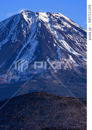 （山梨県）精進湖から見る富士山・クローズアップ 98552106