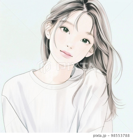 綺麗なお姉さんのイラスト　水彩画風「AI生成画像」 98553788