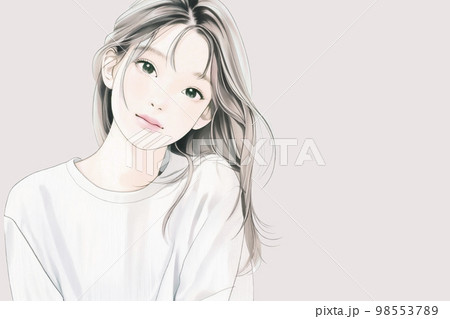 綺麗なお姉さんのイラスト　水彩画風「AI生成画像」 98553789