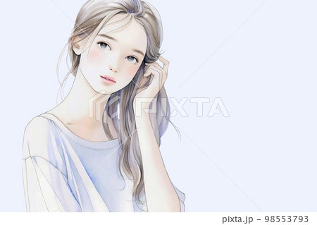 綺麗なお姉さんのイラスト　水彩画風「AI生成画像」 98553793