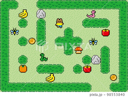 レトロゲーム風ドット絵　くま　フィールド画面 98553840