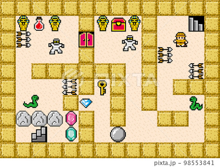 探検ゲーム風ドット絵 フィールド画面のイラスト素材 [98553841] - PIXTA
