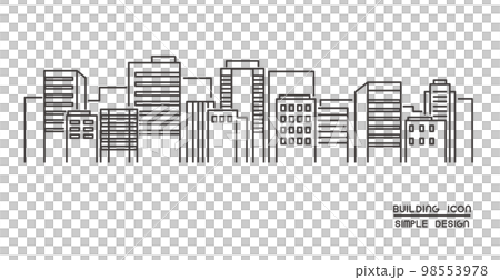 都会のオフィス街をイメージした都市風景のベクターイラスト素材／都心／高層ビル／背景 98553978