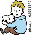 本を読んでいる男の子の手描きイラスト 98554579